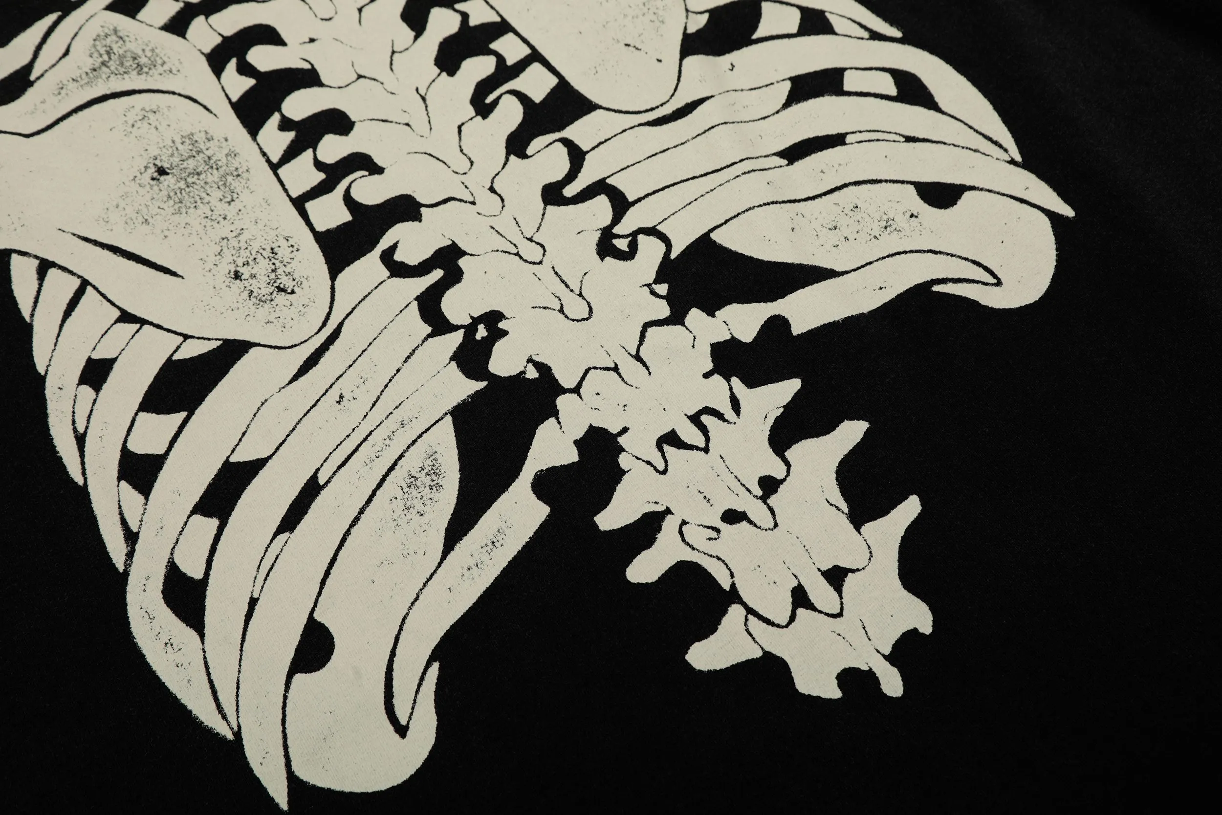 Saint washed vintage skeleton short-sleeved T-shirt Color: washed black Wholesale price: 118 Size: M L XL XXL Style number: 2147